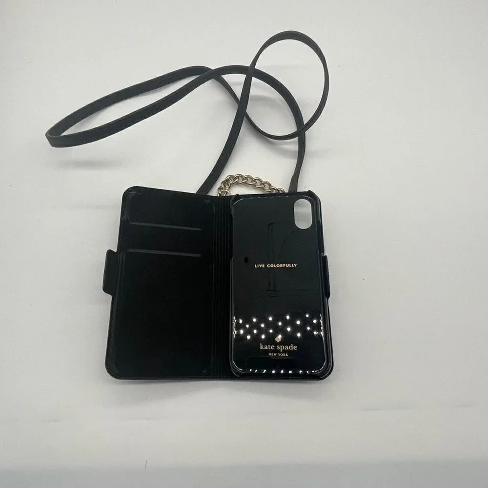 Kate Spade Saffiano Leather iPhone X Crossbody Wallet – Black
